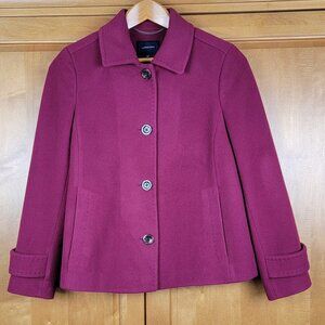 Lands' End Burgundy Wool Cashmere Blend Short Coat Jacket - 6P